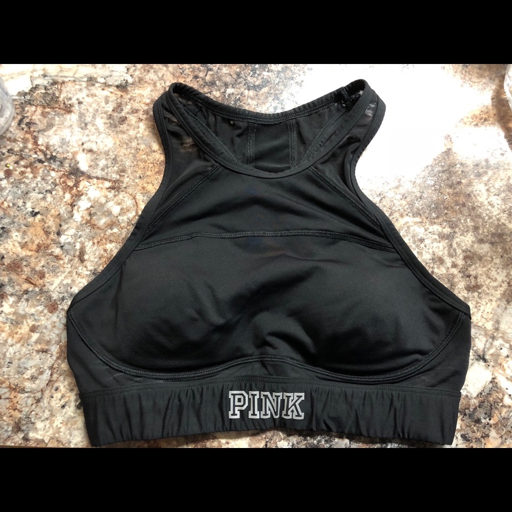 High Neck PINK Mesh Sports Bra